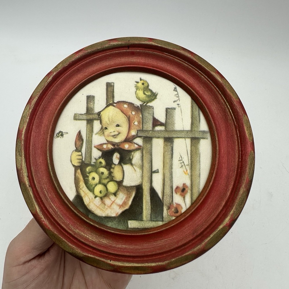 Vintage Reuge Edelweiss Swiss Musical Movement Red Round Music Box Working Cond
